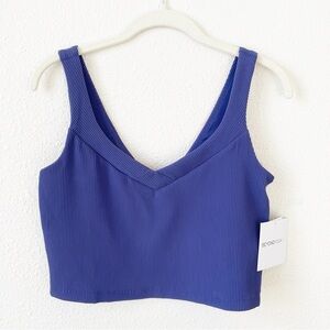 Beyond Yoga Impulse Ribbed Cropped Tank Eternal Blue Size Large Athleisure NEW